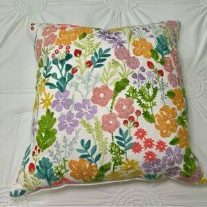 Artistic Accents Floral Embroidered Accent Throw Pillow 20x20